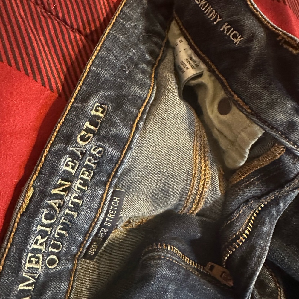 American Eagle Outfitters Blue Boot Cut Jeans with Classic Denim Texture